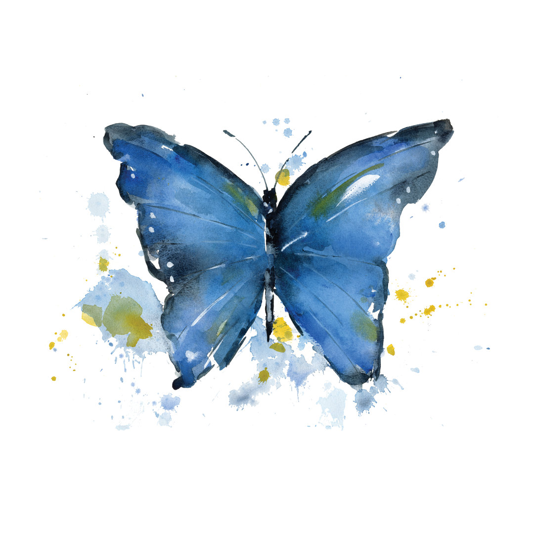 " Blue Yellow Watercolor Butterfly " Lark Manor™ 