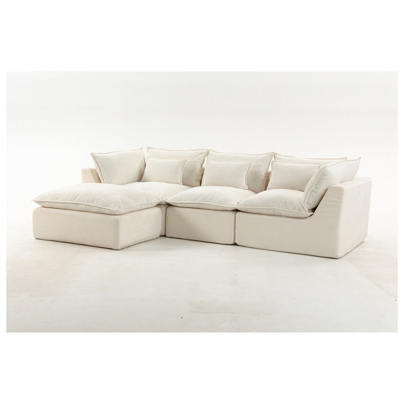 Canapé modulaire surdimensionné de 103,15 po de largeur avec canapé-lit modulaire True Relax Comfy, Blanc antique