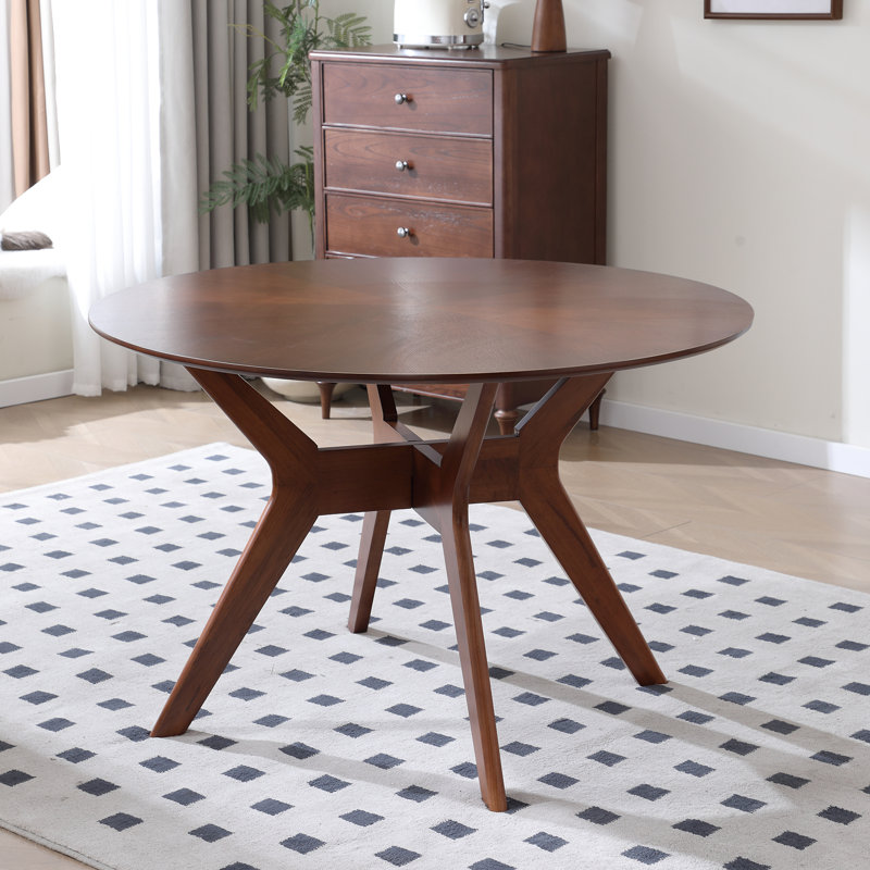 Lochy 46.7" Round Solid Wood Dining Table, Walnut