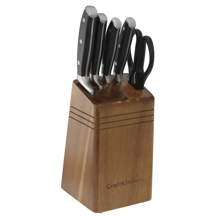 Kitchen Knife Block Set, WELLSTAR 15 Pieces Cooking Knives Set with Wooden  Block, Japanese Stainless Steel Full Tang Blade, Professional Chef's Knife