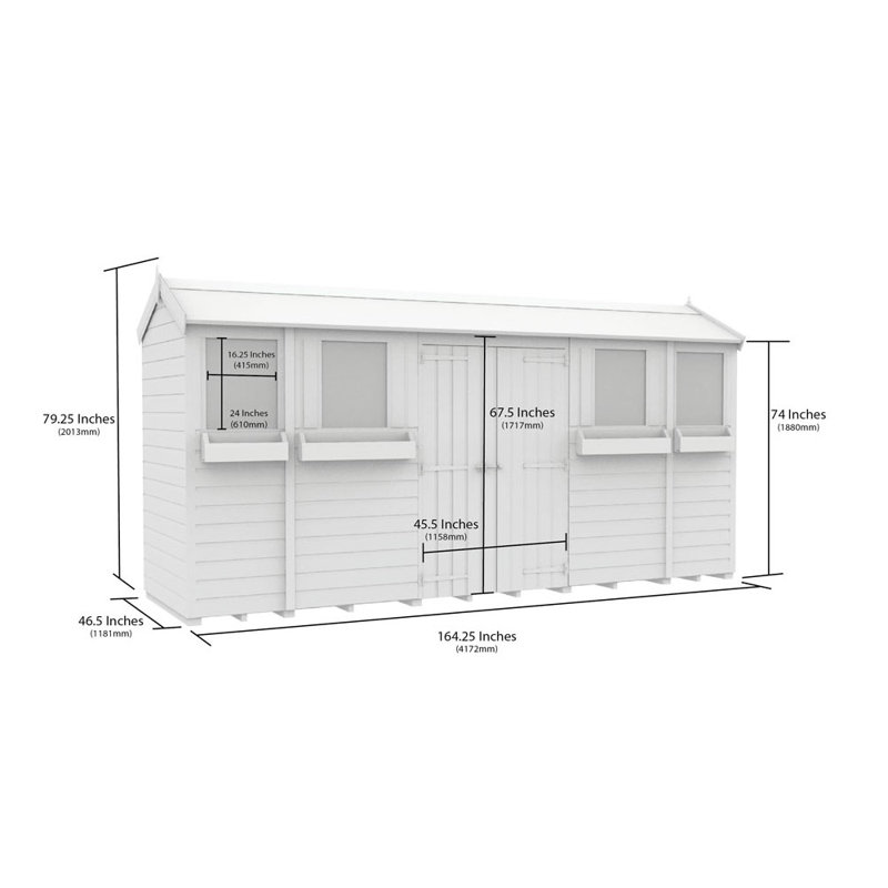 4ft x 14ft Apex Summer Shed