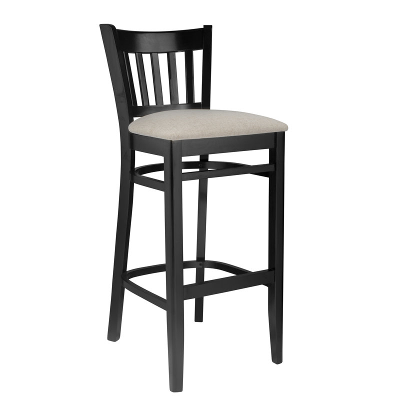 Lismore Upholstered Counter Stool with Solid Wood Frame, Black