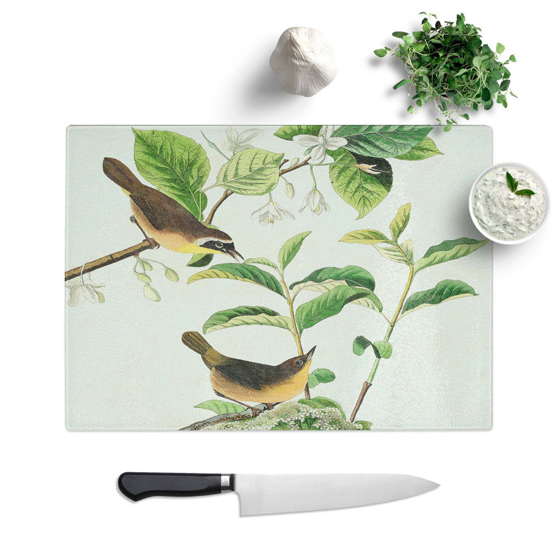 Tempered Glass Yellow-Breasted Warbler Birds by John James Audubon Chopping Board, 28.5 cm W x 20 cm L