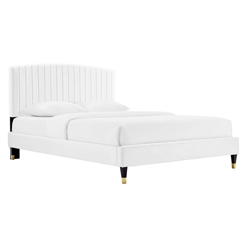 Modway Alessi Performance Velvet Queen Platform Bed, White