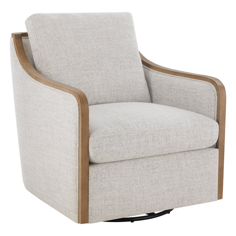 Fauteuil demi-tonneau pivotant surdimensionné Grayton, Polyester blé