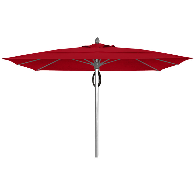 Parasol de marché carré 10 pi Prestige, Aluminium brillant, Toile Sunbrella® rouge Jockey