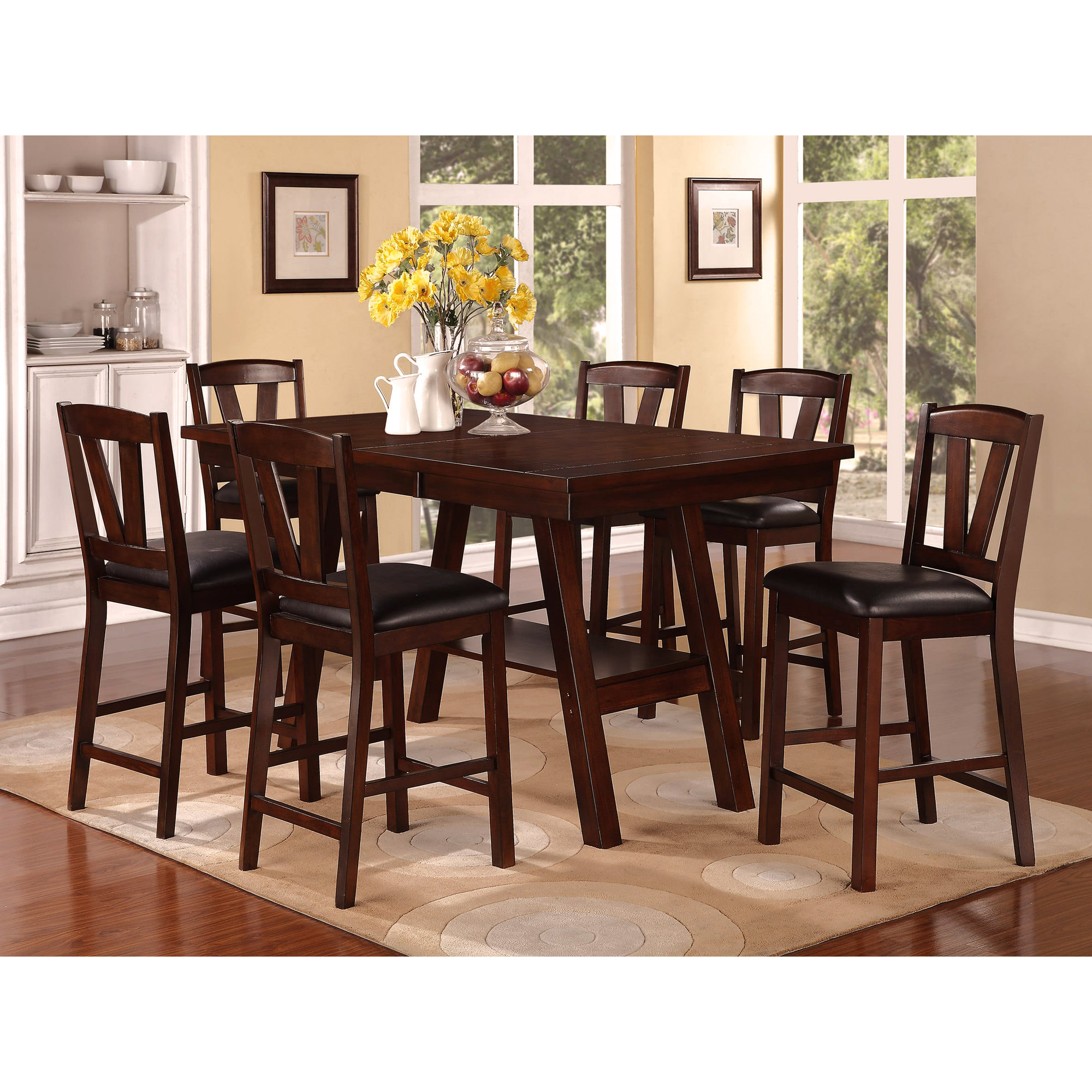 Wildon Home® Dining Table 6x High Chairs 7pcs Counter Height Dining Set