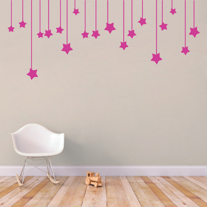 Décalcomanie murale Étoiles suspendues, Rose vif