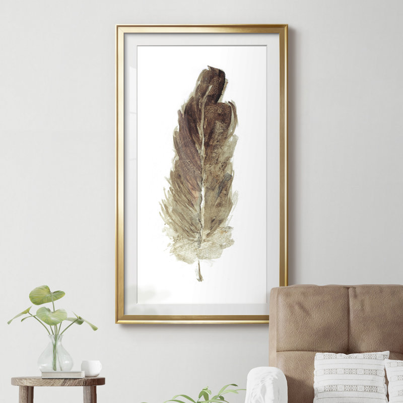 Soft Feather I - cadre photo, impression sur papier, H 10,5 po x l 18,5 po x P 1,5 po, Papier doré