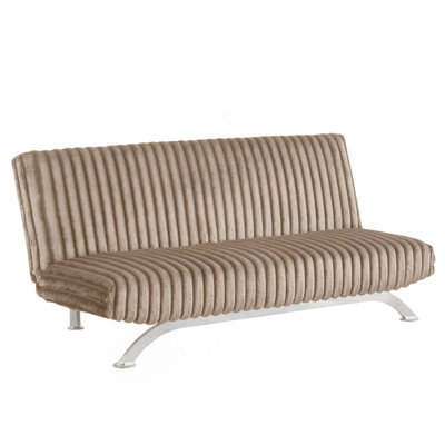 Futon Sofa Contemporary Style Convert Into Bed With Extra Support Metal Leg Chrome Finish Metal Base Legs Taupe Finish