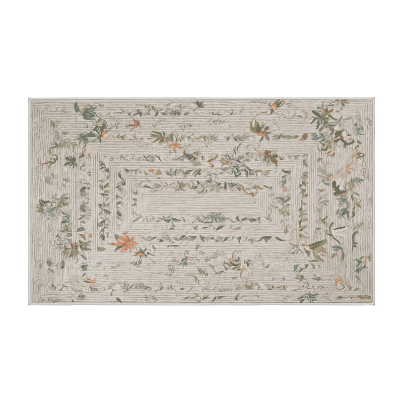 Machine Washable Beige Area Rug, Rectangle 7' x 10'