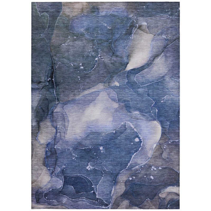 Tapis extérieur lavable antidérapant bleu 10 pi x 14 pi