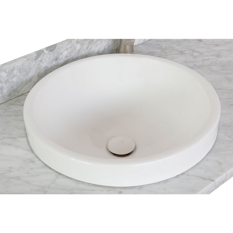 49'' White Carrara Marble Vanity Top with Round Ceramic Sink