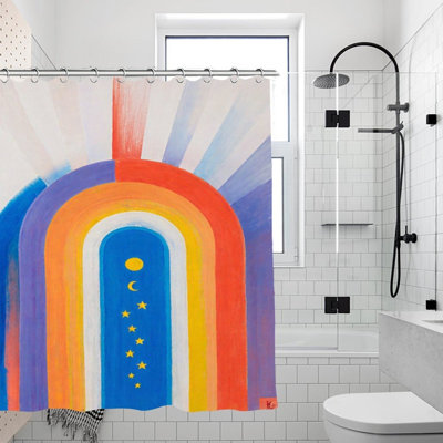 Vibrant Rainbow Arch Shower Curtains 71  71