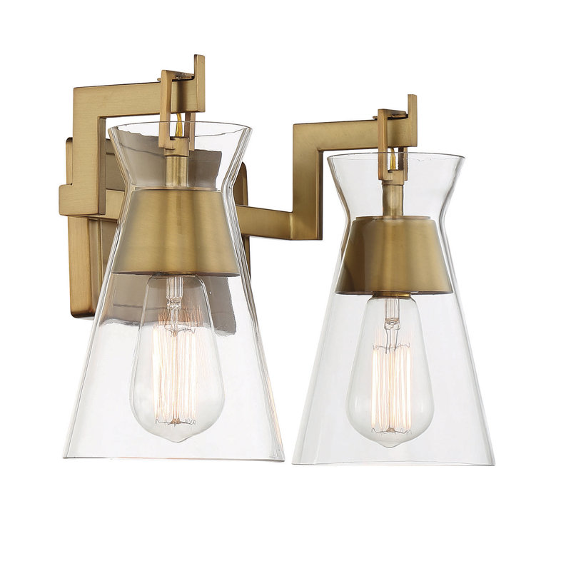 Cyclade 2 Light Transparent Dimmable Vanity Light, Brass