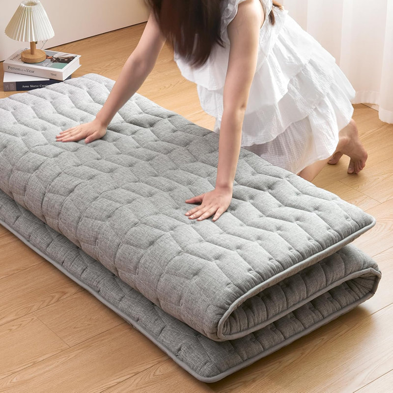 Premium 3.5" Thick Japanese Futon Floor Mattress - 100% High-Density Foam,Foldable Floor Mattress,Comfortable Tatami Mat For Dorm,Bedroom,Or Guest Room(Hemp Gray)