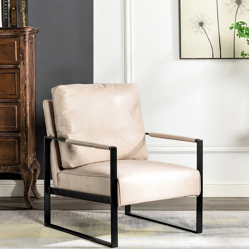 Chaise avec accoudoirs en microfibre Camel