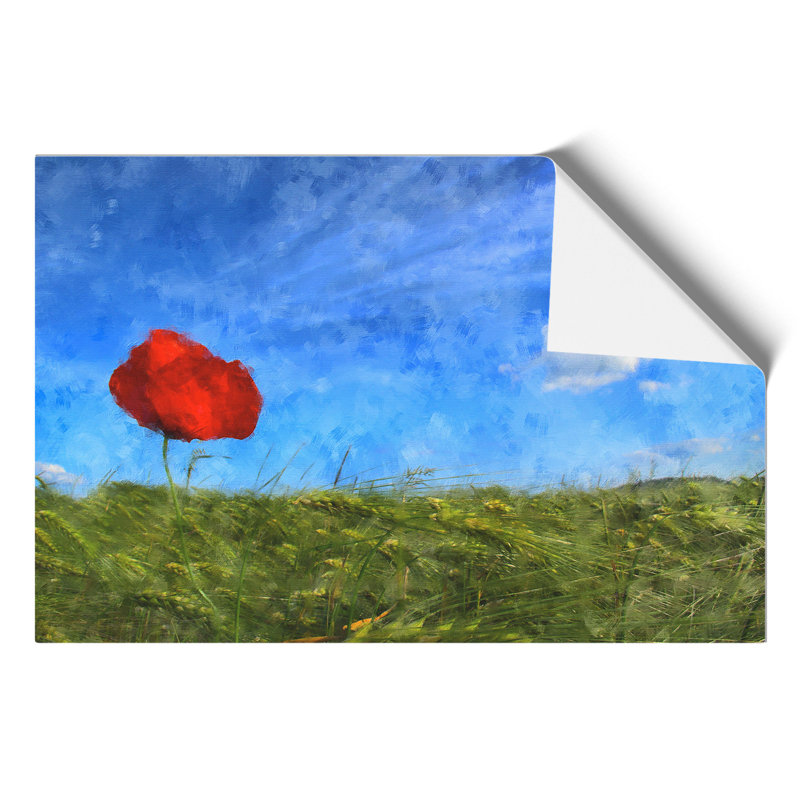 Red Poppy Flower Painting - Frameless Print, 30cm H x 42cm W x 0.1cm D