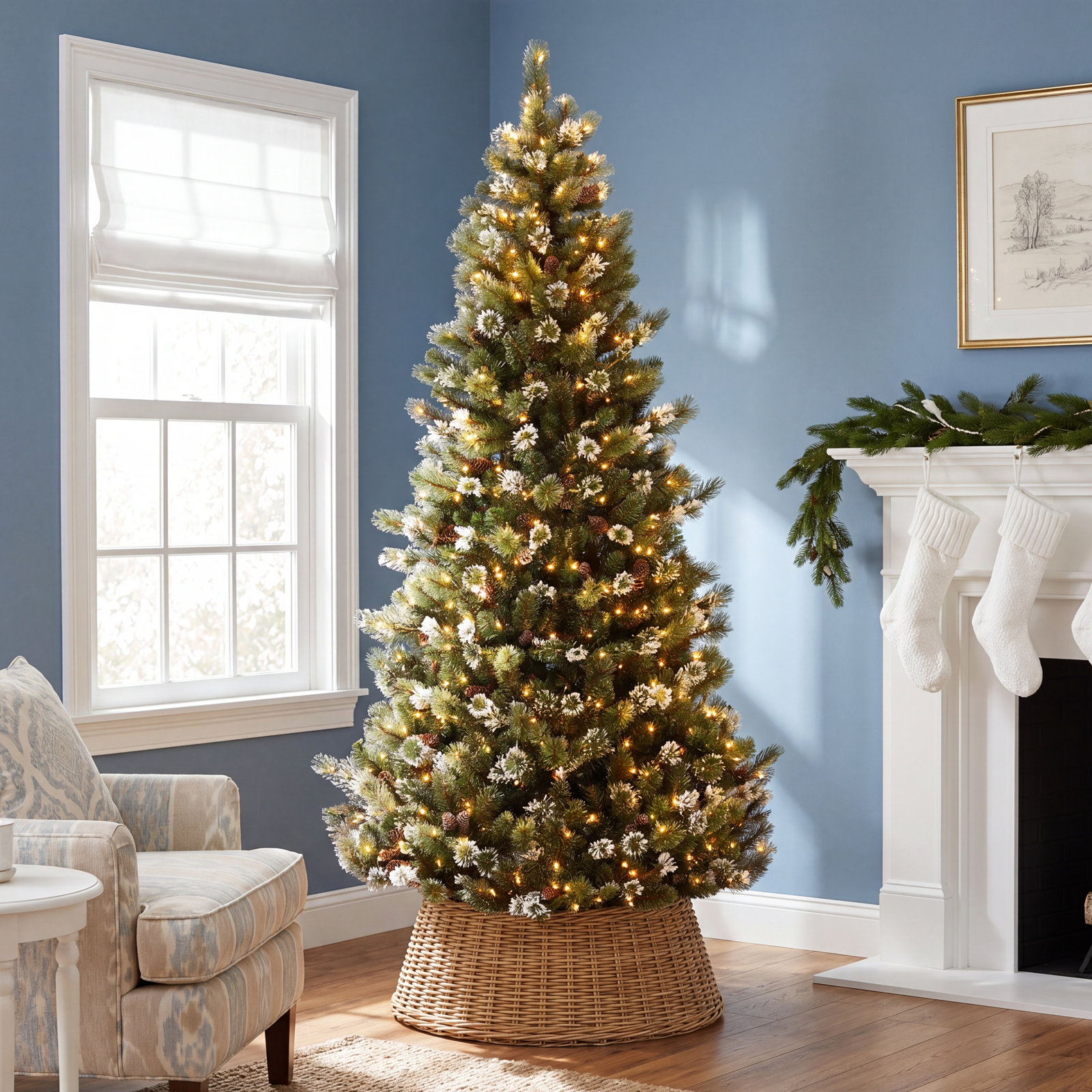 Slim 7.5' Pre-Lit Pine Tree