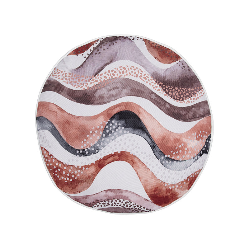 SEBORGA Indoor / Outdoor Abstract Brown and White Circular Throw Cushion