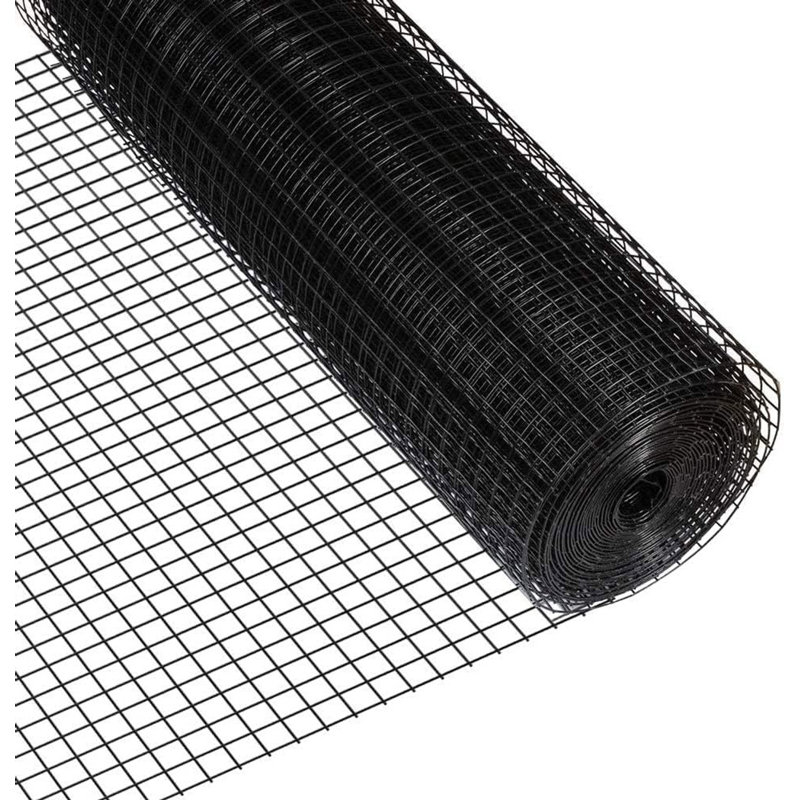 Fencer Wire 16 Gauge Black Vinyl Coated Welded Fence Mesh Roll with 1-Inch Grid, Multiple Sizes, 6 ft. H x 50 ft. W