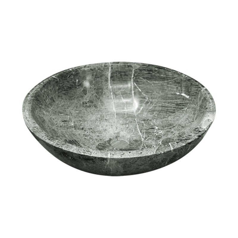 Handmade Marble Onyx Bathroom Sink, 16”, Round Vessel Sink, Green Zebra