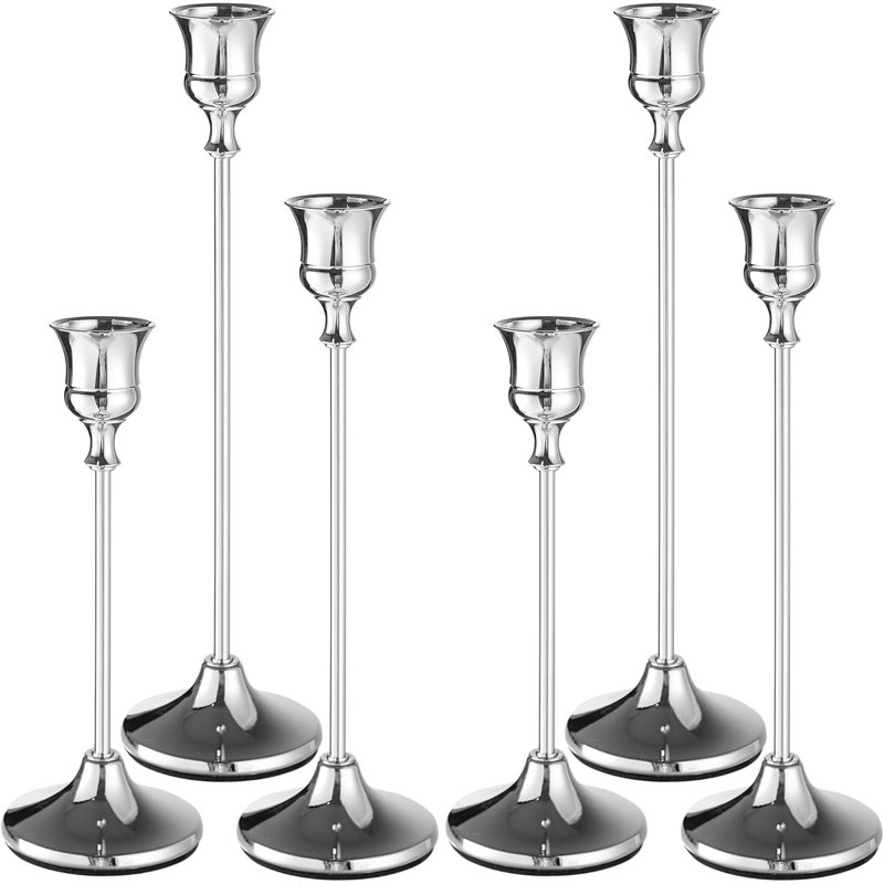Ensemble de 6 porte-bougies effilés argentés