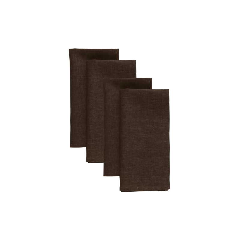 100% Pure Linen Dinner Napkins - Athena, Chambray Brown