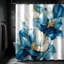 Rideau de douche aquarelle à motif floral abstrait en art moderne avec œillets et crochets en métal antirouille