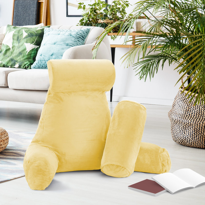 Coussin de lecture Nestl, H 22 po x l 36 po x P 13 po, Jaune clair