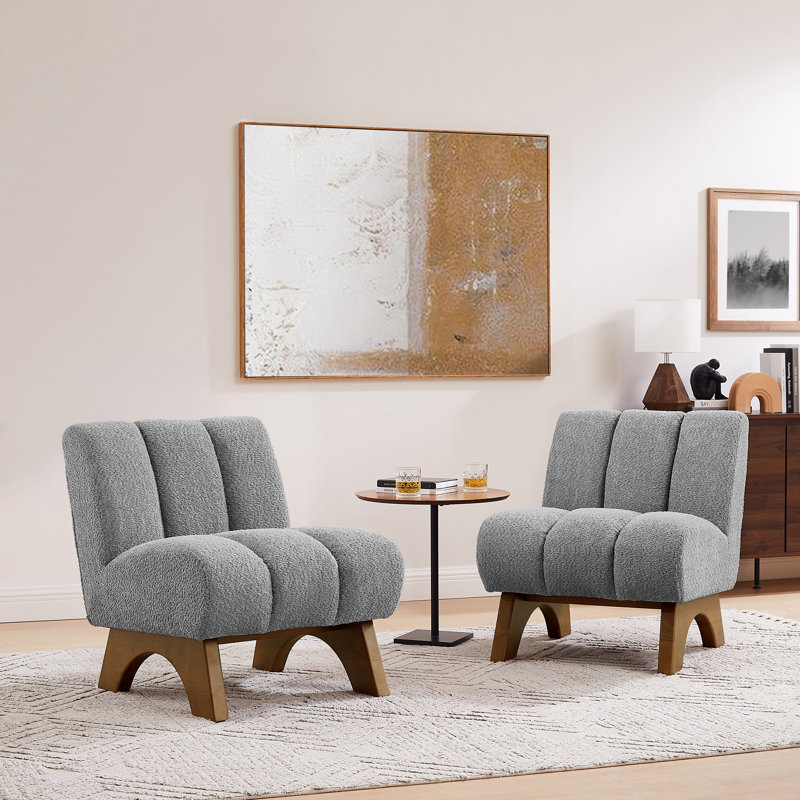 Brinlei 64cm Wide Tufted Lounge Chair, Flax Grey