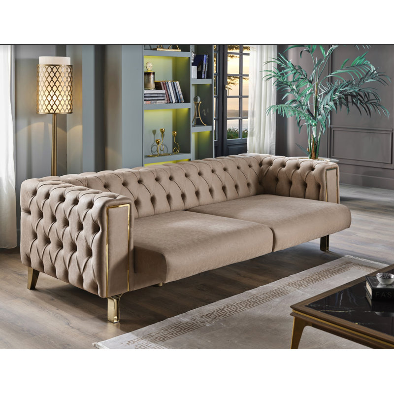 Kurtis 75'' Upholstered Convertible Sofa, Dark Vizon  100% Polyester