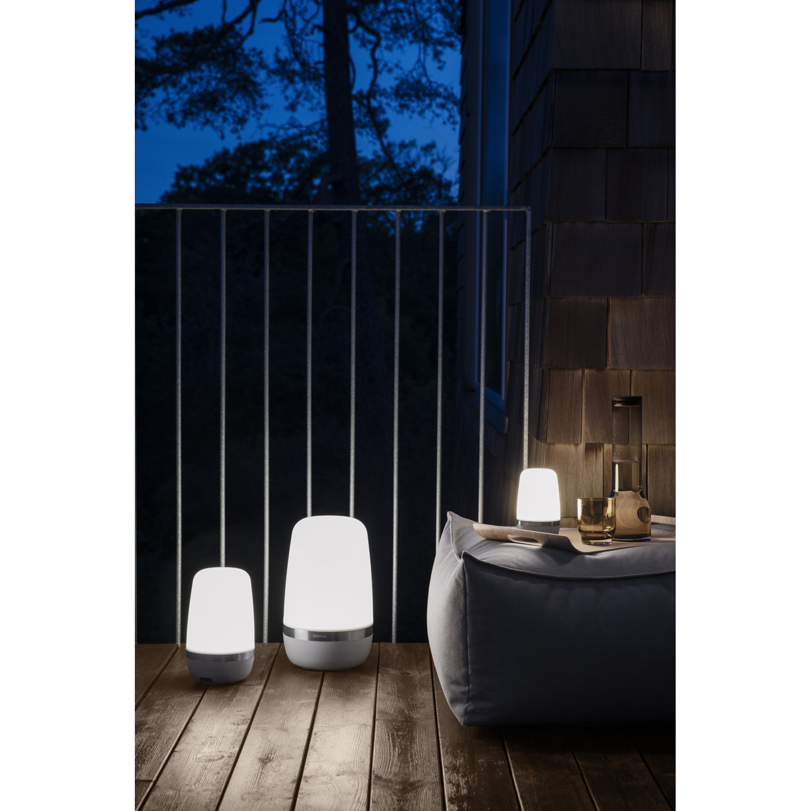 Spirit Rechargeable LED Outdoor Table Lamp, White/Gray, 9.8" H x 5.9" W x 5.9" D