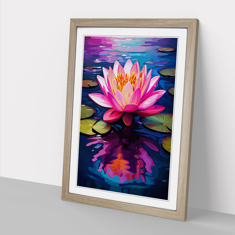 Water Lily Pop - Framed Print, 34cm H x 25cm W x 2cm D, Oak 