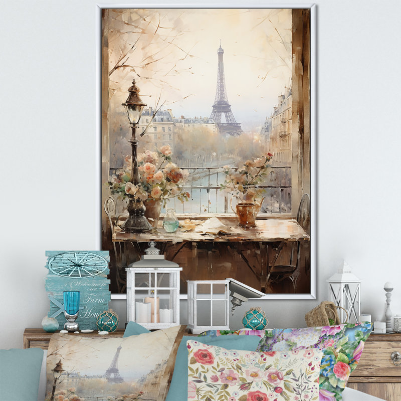 «Paris Spring Spring Elegance II - City Paris, art mural», Cadre flottant blanc, H 40 po x l 30 po x P 1,5 po