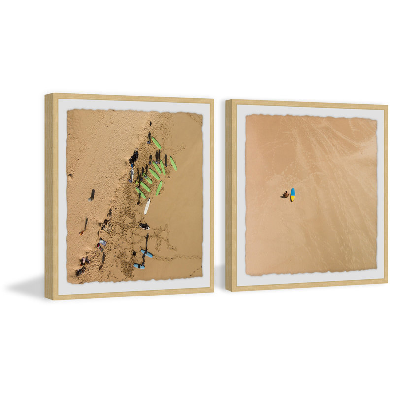 « beach sable diptych », ensemble de 2 reproductions de photos encadrées, H 18 po x l 18 po x L 1,5 po