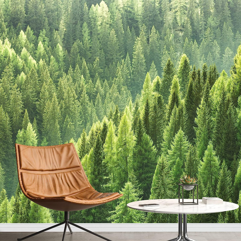Aerial View Pine Tree Forest, 66" L x 96" W