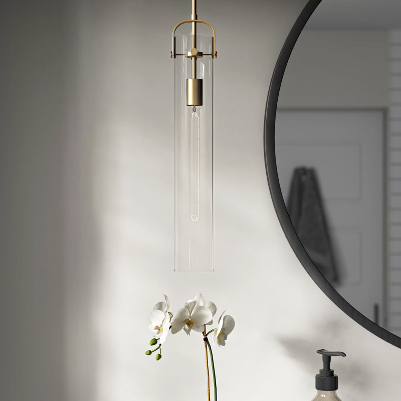 Luminaire suspendu cylindrique à 1 lumière Fenecia, Laiton brossé