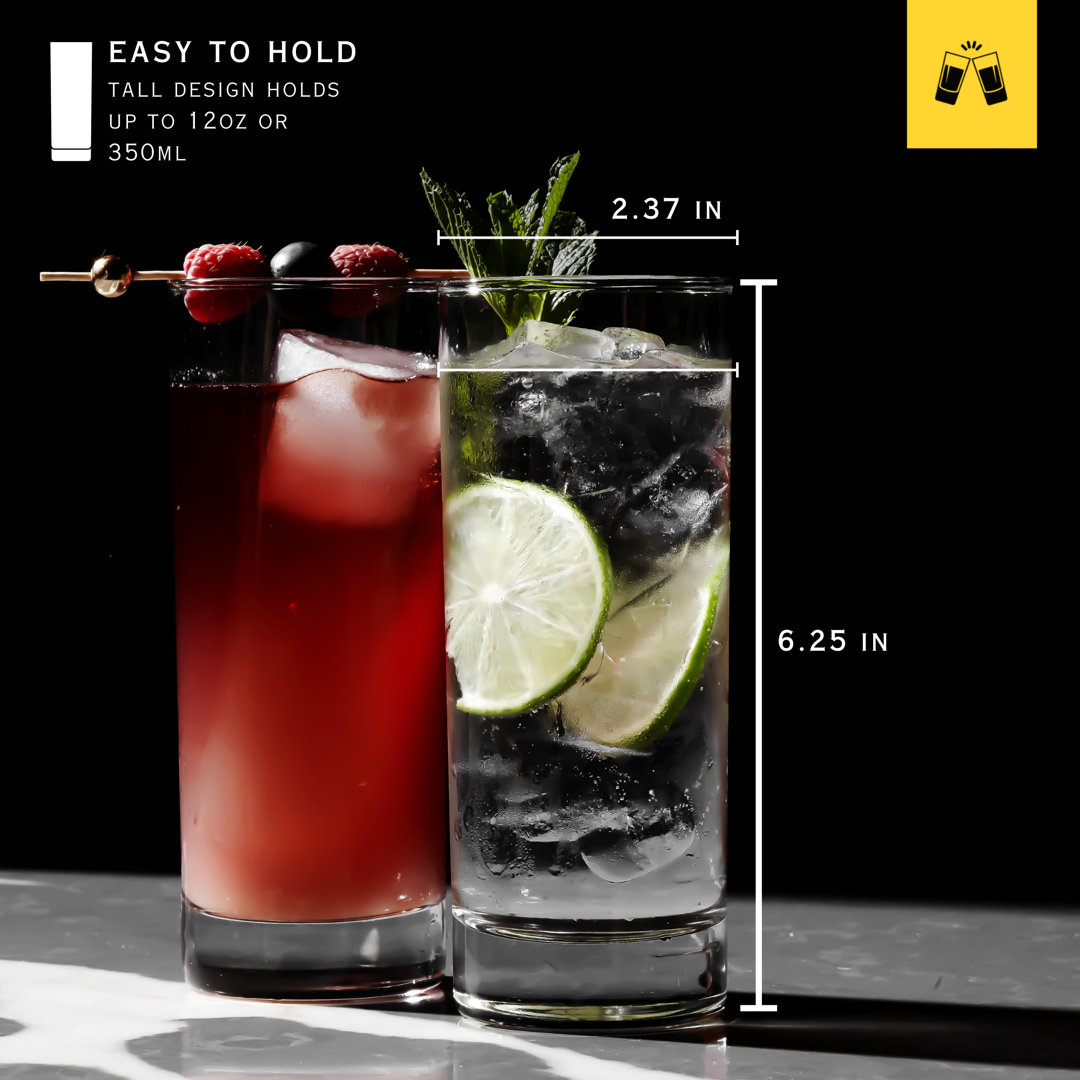 Highball Crystal Clear Heavy Base Tom Collins Glasses 12oz (Set of 6) Lemonsoda