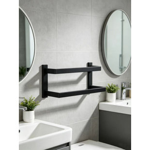 Black Double-Layer Towel Rack