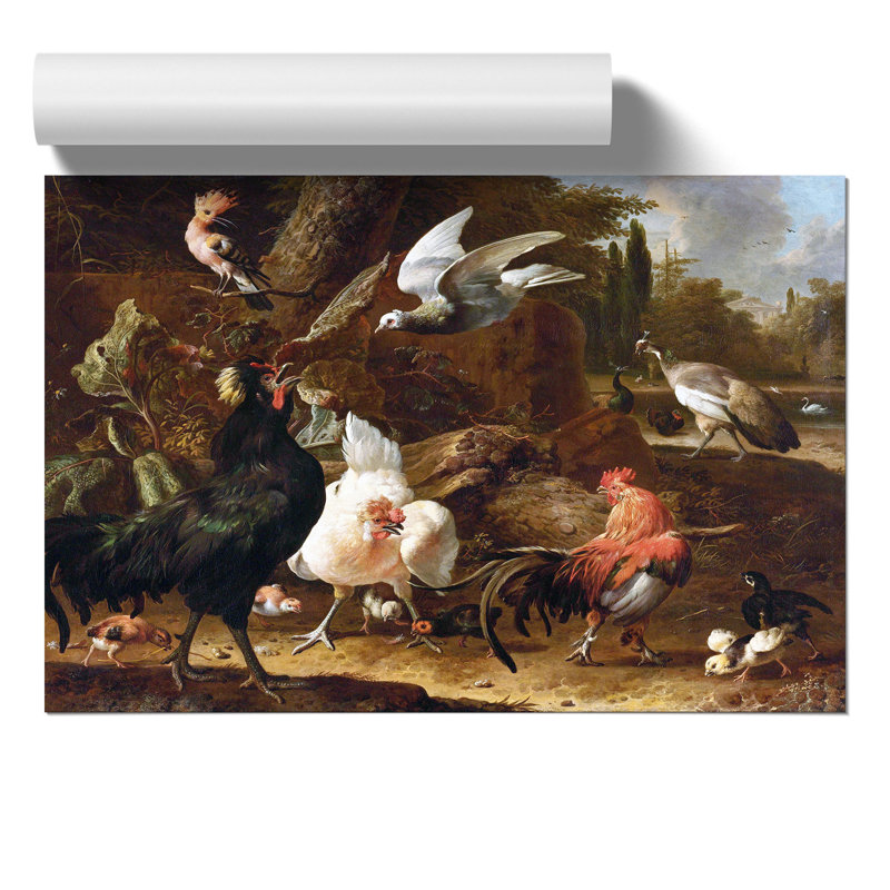 Birds In A Park by Melchior D'Hondecoeter - No Frame Painting, 21cm H x 30cm W x 0.1cm D