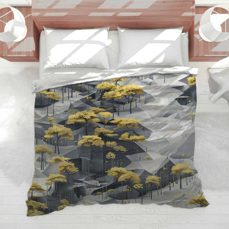 Yellow Trees On Mountains Comforter, King