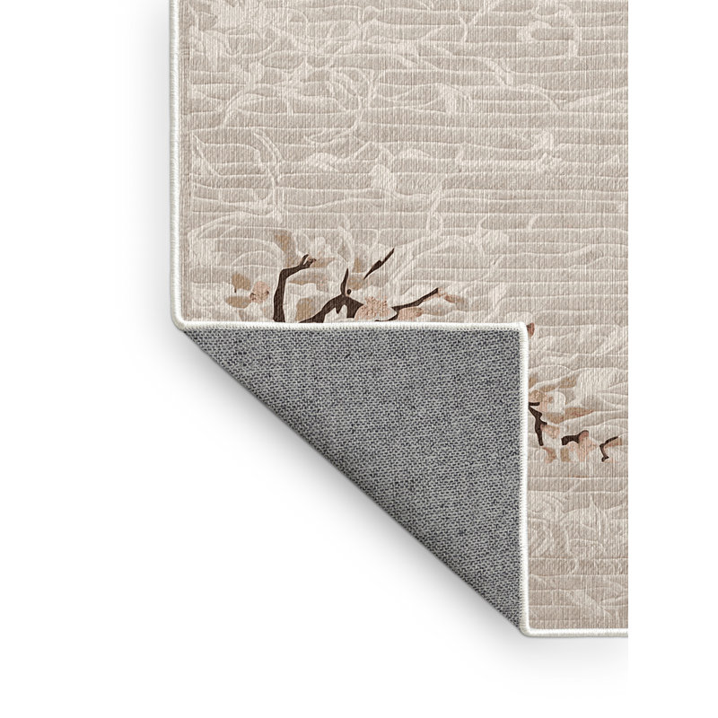 Machine Washable Beige Area Rug, Rectangle 8' x 10'