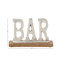Enseigne décorative argentée en aluminium avec base en bois Shirely-1777619428