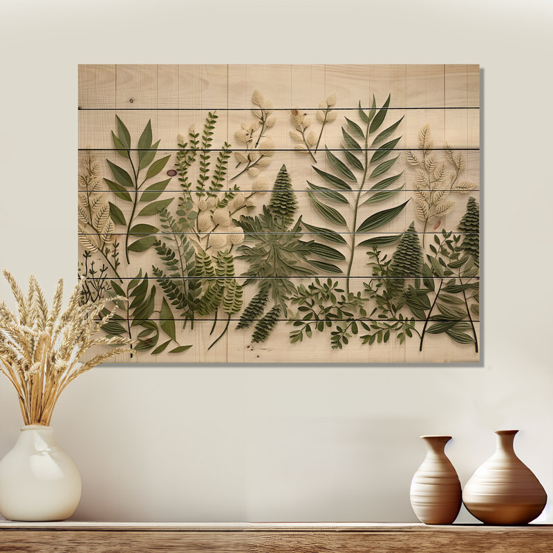 Herbes Chive Symphony III - Herbes florales sur bois, H 24 po x l 32 po
