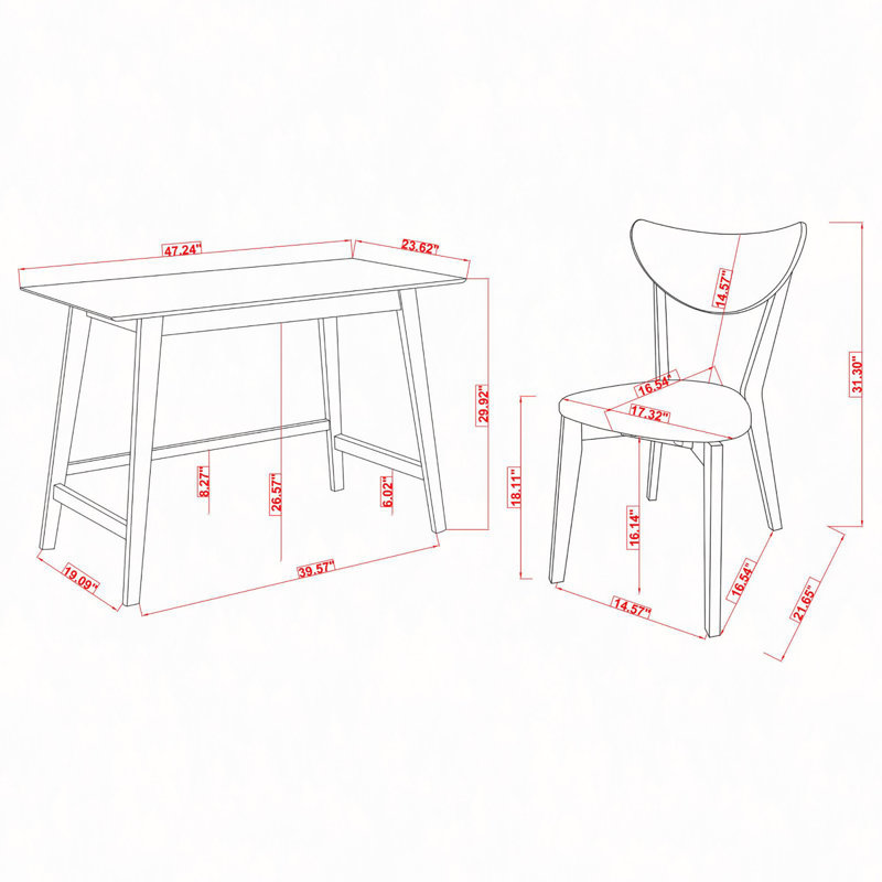 Ensemble de bureau d'écriture 2 pièces