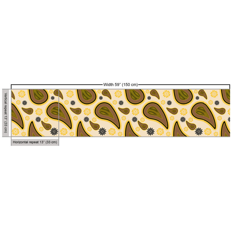 Charisha Continuous Eastern Motifs Floral Ornaments Vintage Illustration Multi-Purpose Fabric