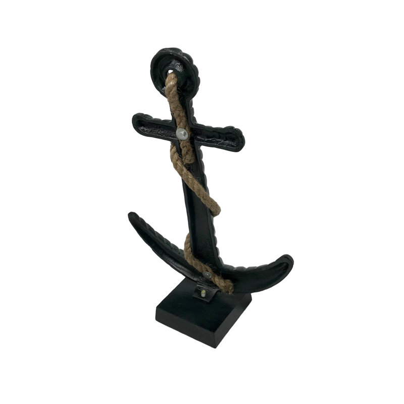 Figurine ancre d’aluminium moulé Burgoyne, Patine Verdi / noir