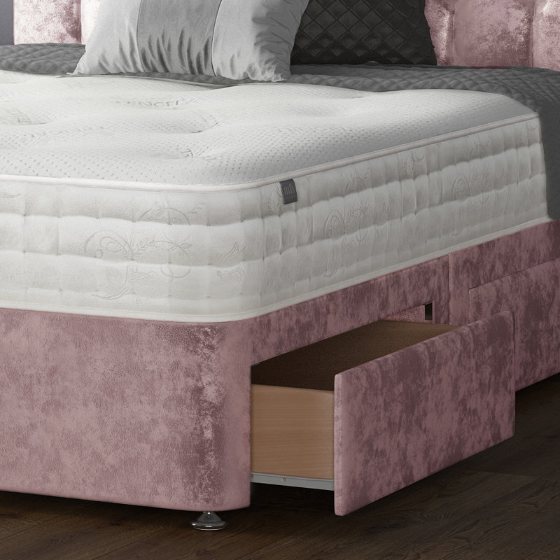 Falconer Upholstered Divan Bed, Super King (6'), 4 Drawers, Pink