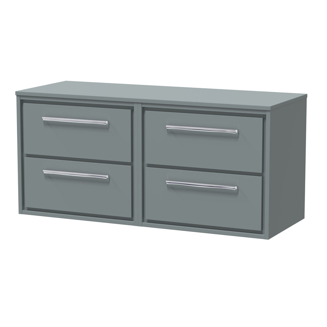Hudson Reed Lille 600mm Fern Green 2 Drawer Wall Hung Vanity Unit With Co-ordinating Worktop